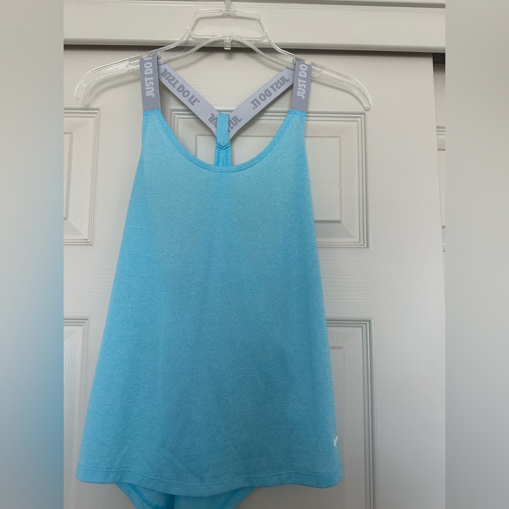 Nike Dri-Fit Light Blue Tank Top with Gray Straps